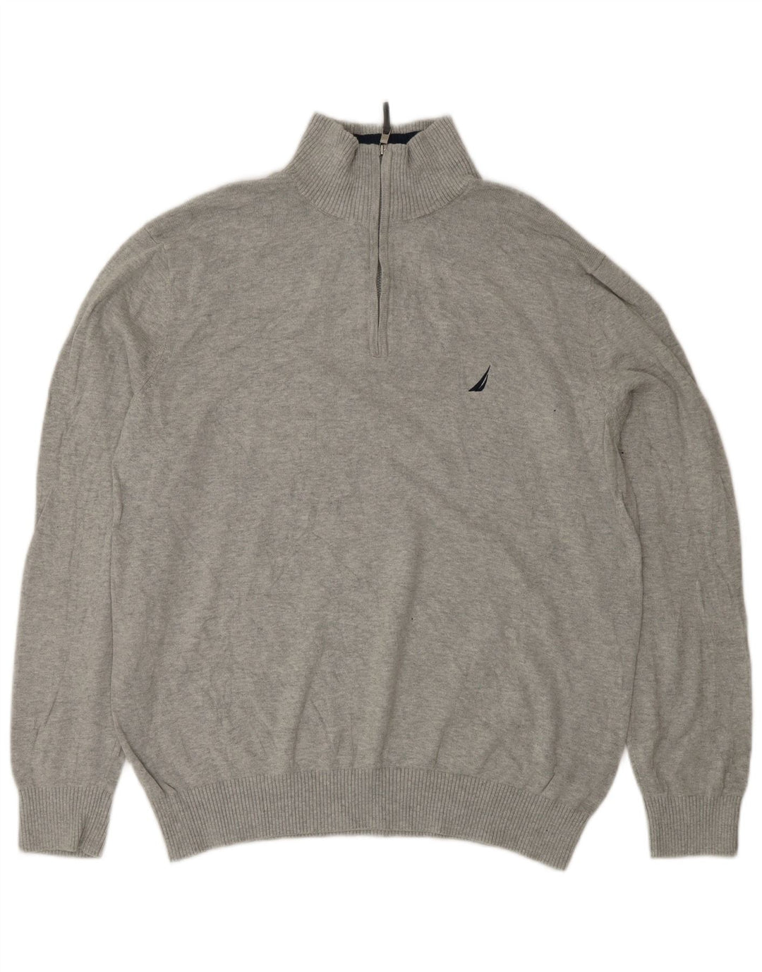 Pulover pentru bărbați NAUTICA, cu fermoar, cu gât, mare, gri