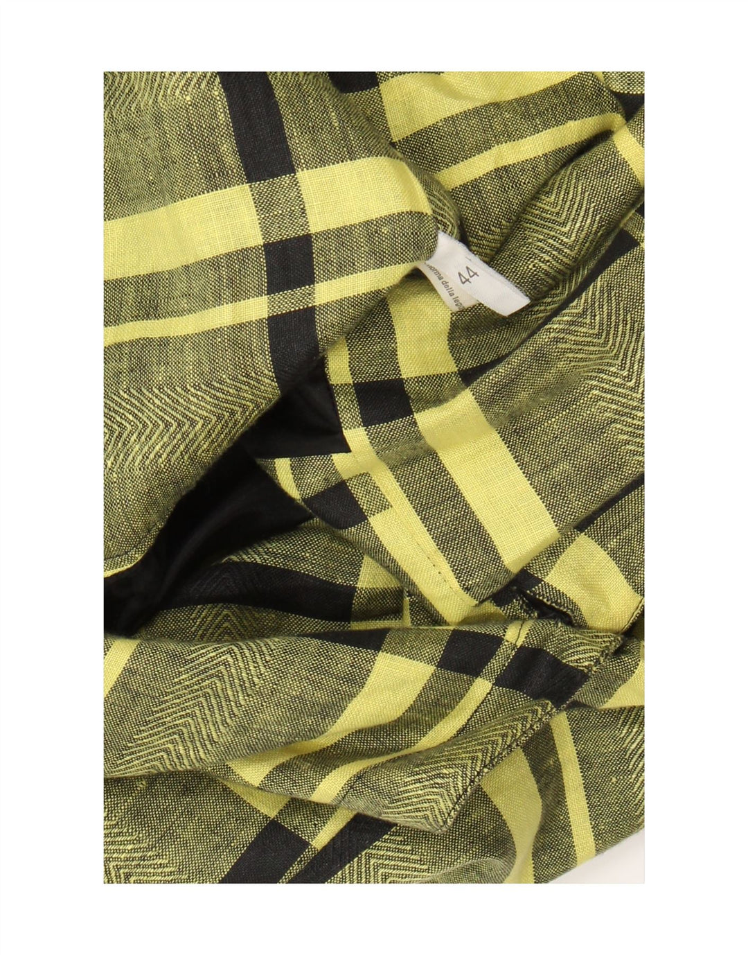Jachetă vintage pentru femei cu 1 nasture EU 44 XL Galben carouri din in clasic
