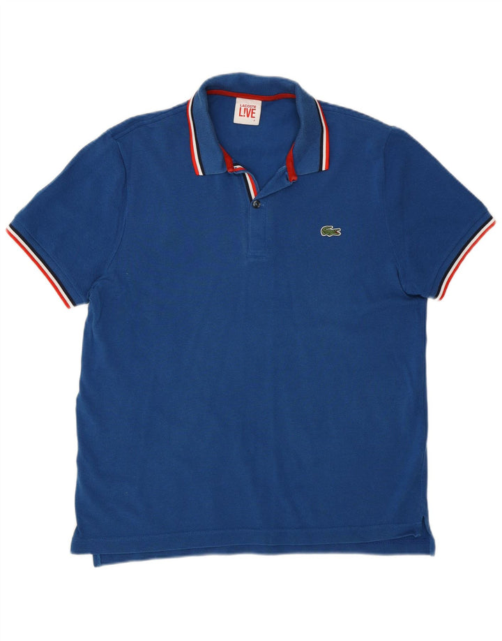 Tricou polo LACOSTE pentru bărbați, mărimea 4, bumbac albastru mediu