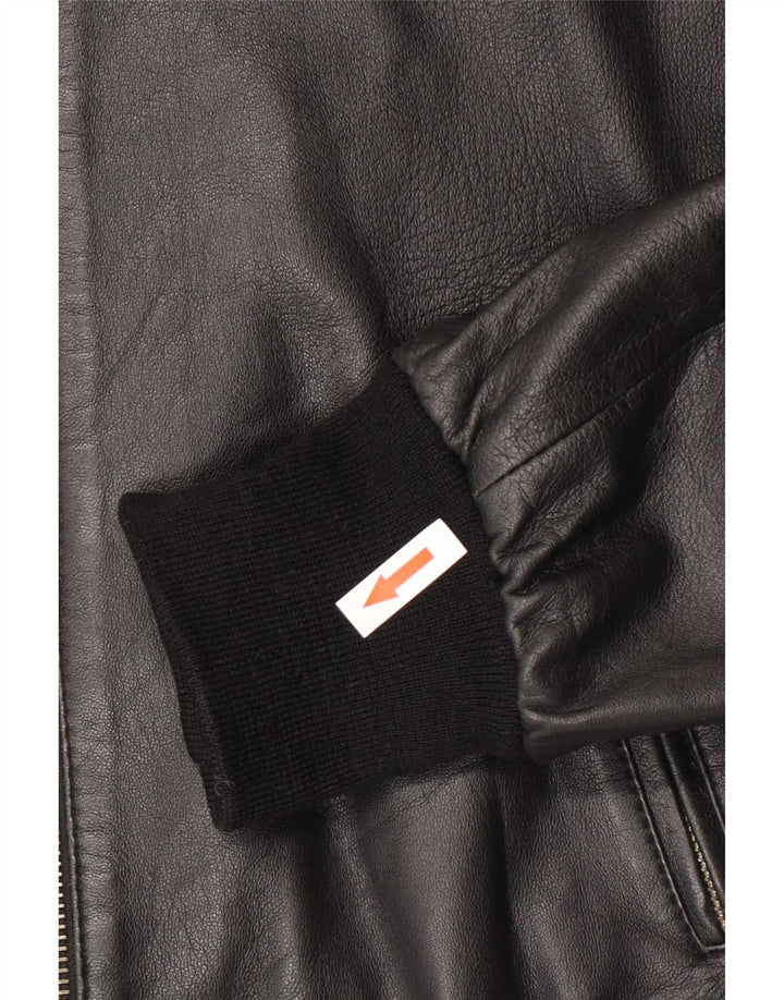 Jachetă Bomber din piele vintage pentru femei IT 44 Medium Black