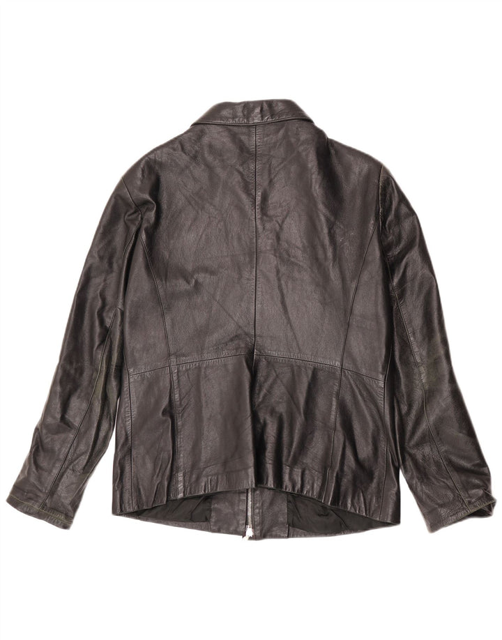 Geacă de piele vintage pentru femei IT 52 2XL din piele neagră