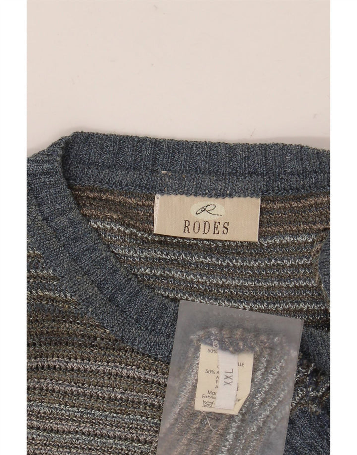 Pulover pentru bărbați cu gât roșu RODES, bumbac cu dungi multicolore 2XL