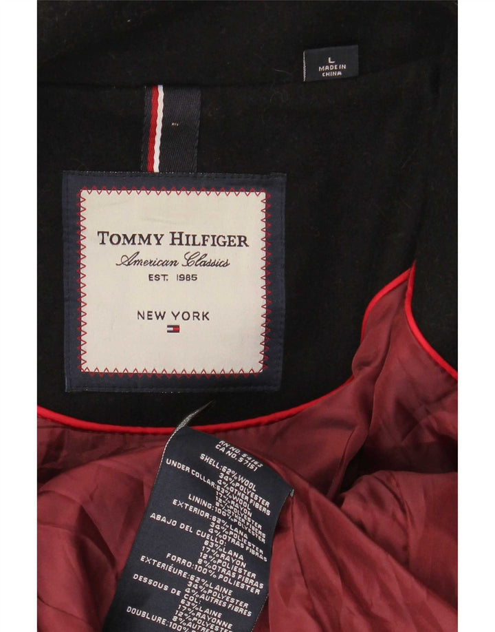 Palton pentru femei Tommy Hilfiger UK 16 Lână mare neagră