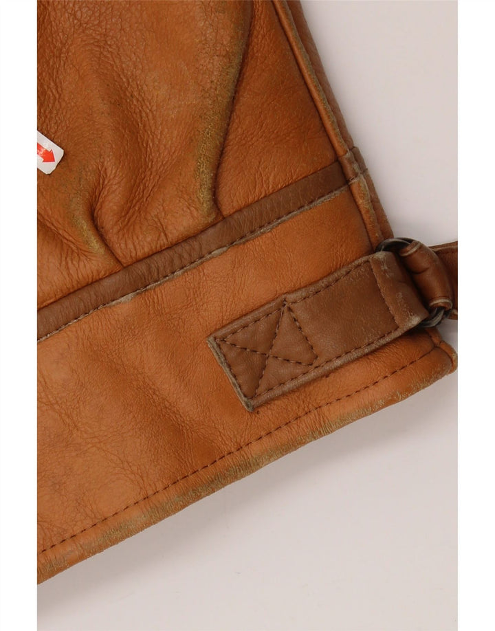 Jachetă vintage pentru bărbați din shearling UK 36 mic maro