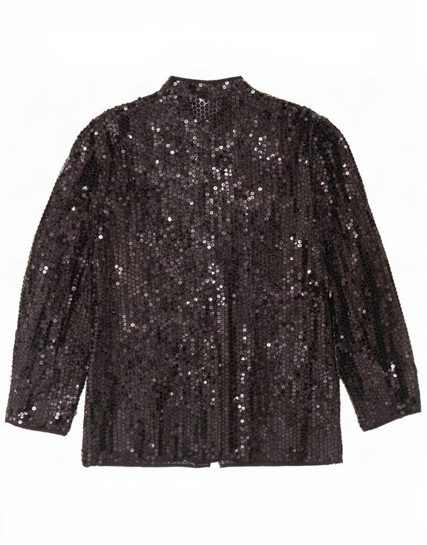 Top cardigan cu paiete transparente pentru femei Del Mod EU 42 Poliester negru mare