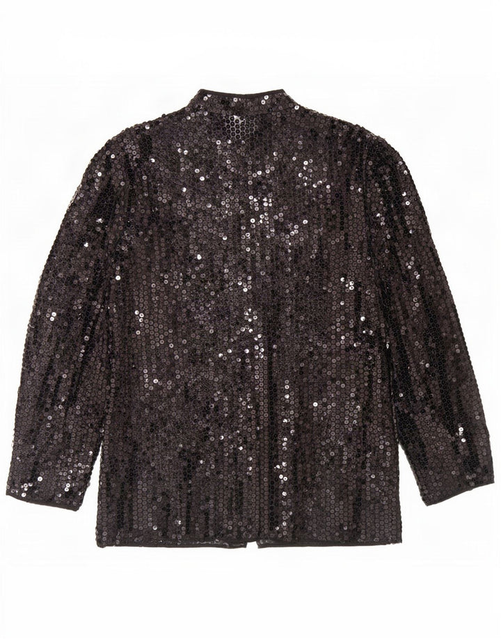 Top cardigan cu paiete transparente pentru femei Del Mod EU 42 Poliester negru mare