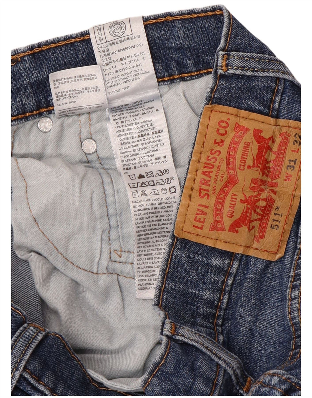 Blugi 511 Slim LEVI'S pentru bărbați W31 L30 Bumbac albastru