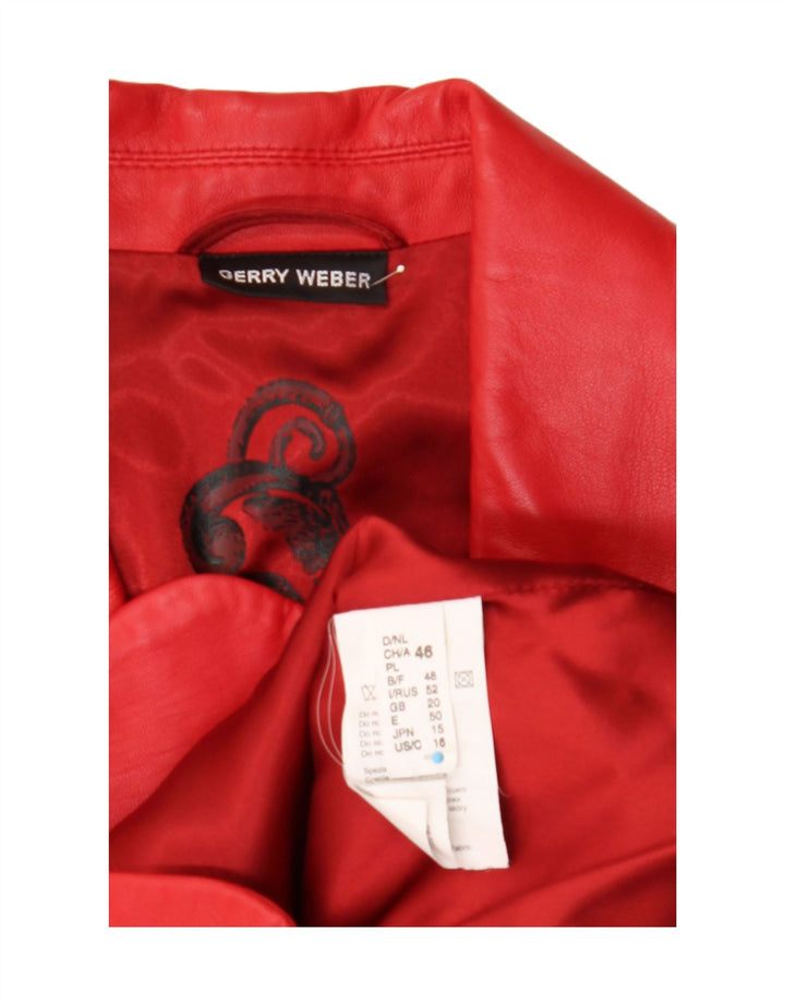 Gerry Weber Jachetă din piele cu 3 nasturi pentru femei UK 20 2XL, piele roșie