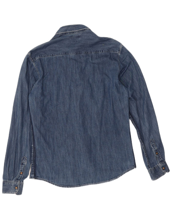 Cămașă din denim pentru bărbați Zara, mare, albastru, geometrică
