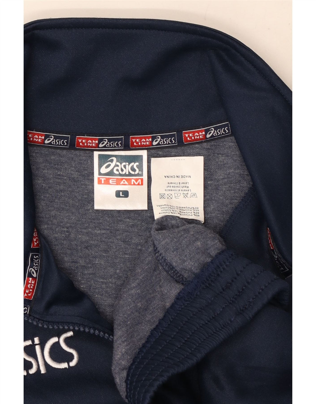 Pulover Asics pentru bărbați, cu fermoar, cu gât, poliester mare, albastru