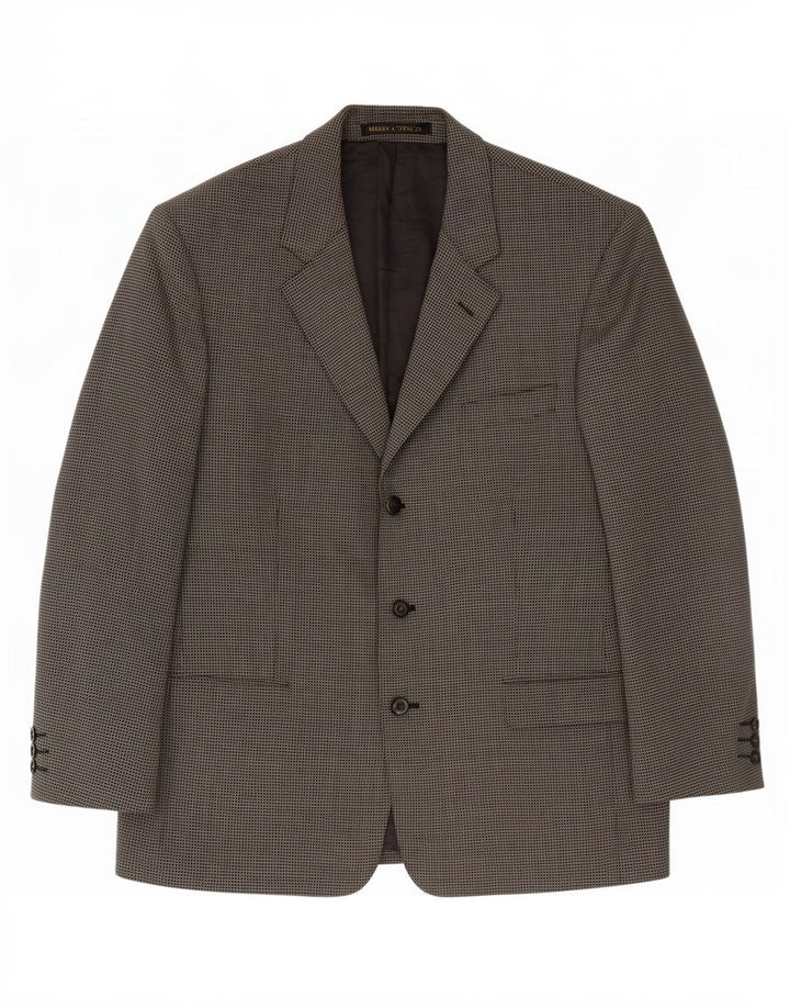 Jachetă pentru bărbați Marks & Spencer, cu 3 nasturi, UK 44 XL, lână nouă, gri Gingham