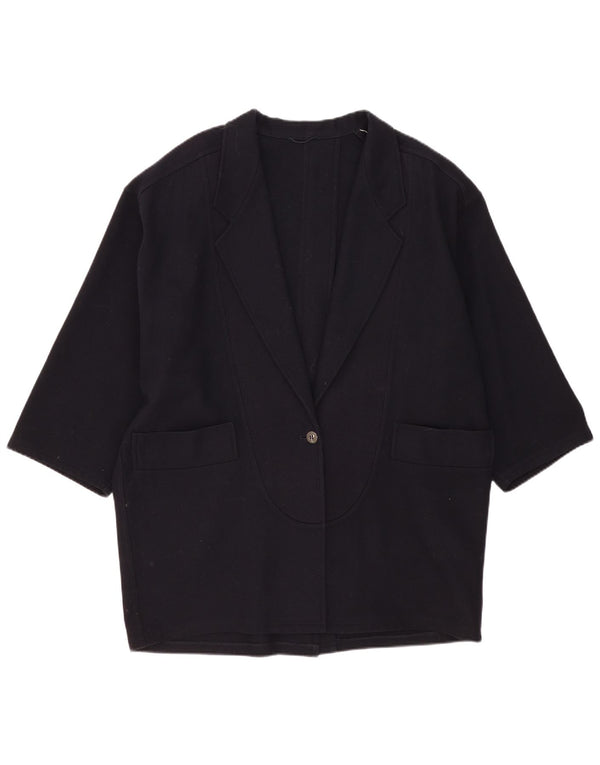 Jachetă vintage pentru femei cu paragate cu 1 nasture, UK 22 3XL bleumarin