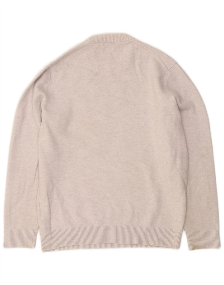 Massimo Dutti Pulover pentru bărbați cu decolteu rotund, mare, gri din poliamidă
