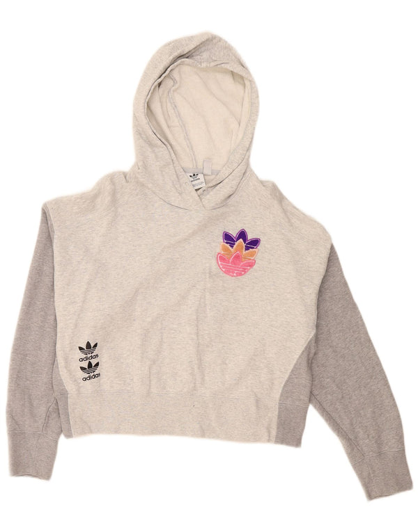 Pulover cu glugă supradimensionat pentru femei Adidas UK 10, gri mic, bloc de culoare