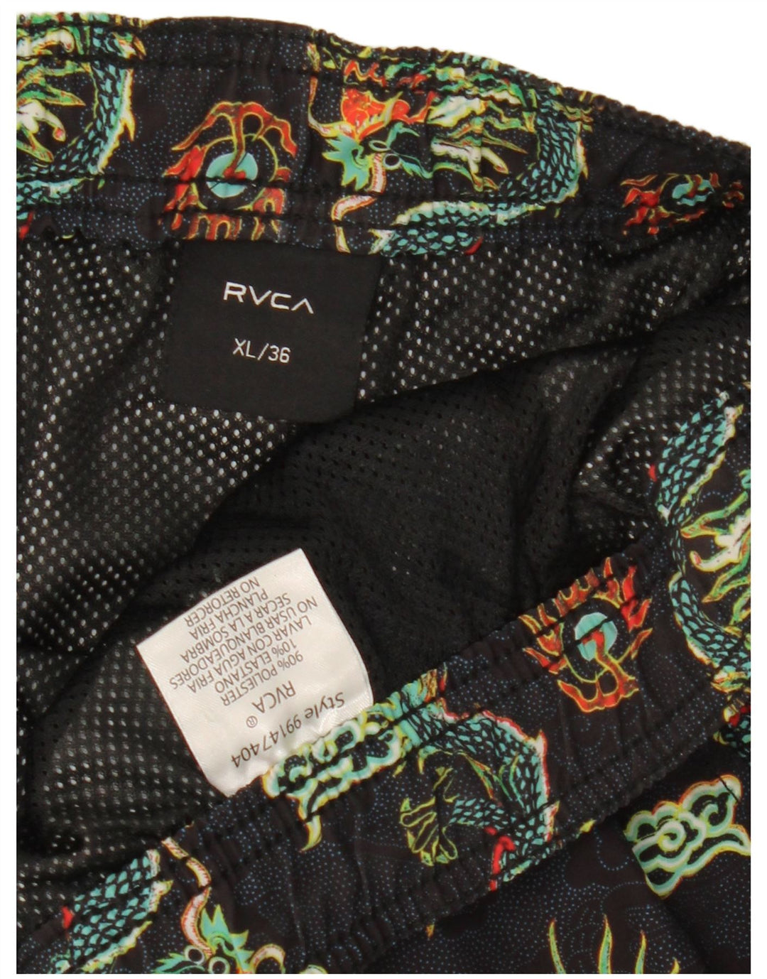 Pantaloni scurți de înot RVCA pentru bărbați cu model abstract XL poliester Fair Isle negru