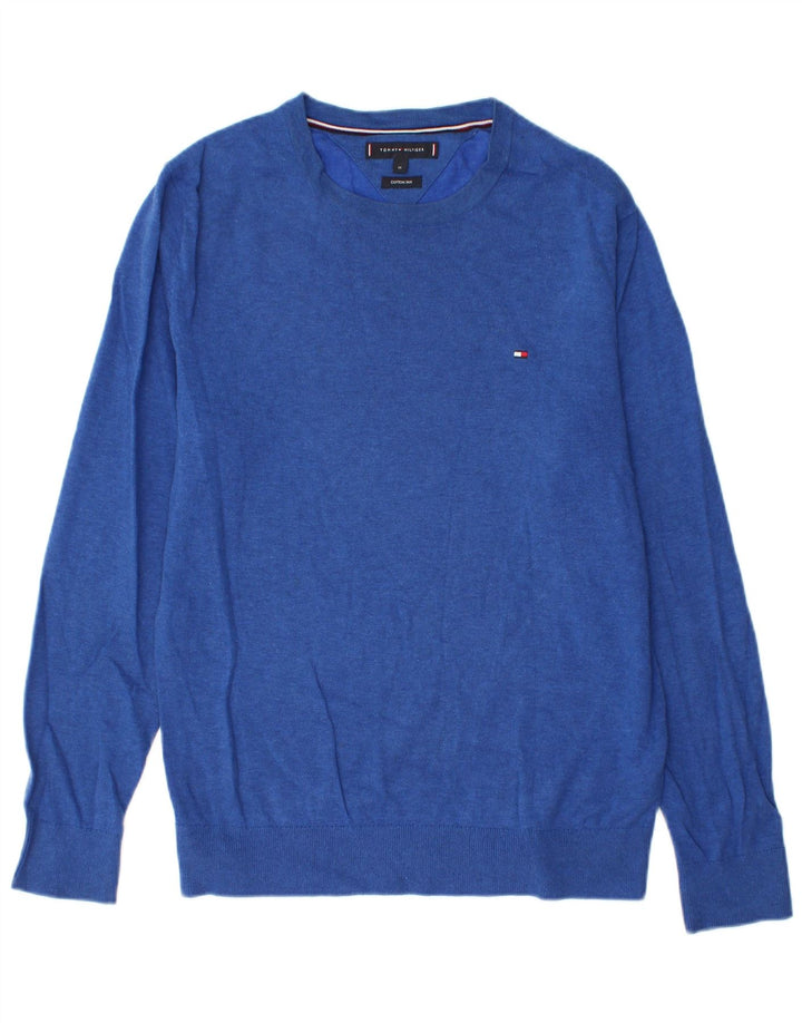 Pulover Tommy Hilfiger pentru bărbați, cu gât crew, bumbac albastru mediu