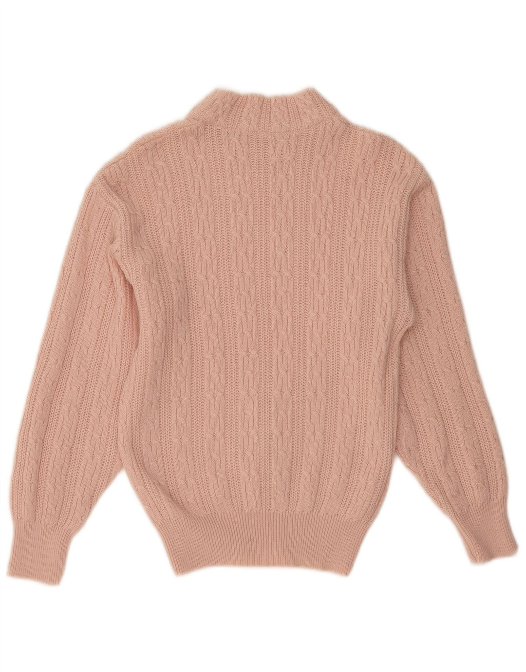 VINTAGE Pulover cu gât țestoasă pentru femei UK 12 Lână roz mediu