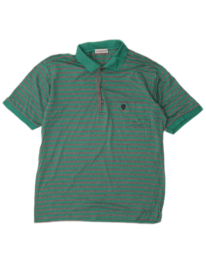 CACHAREL Tricou Polo Barbati Mic Bumbac cu dungi Verzi