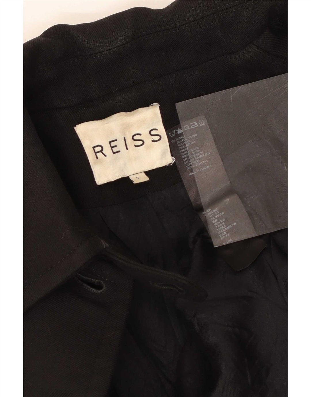 Jachetă Blazer pentru femei cu 5 nasturi Reiss UK 8 Poliester negru mic