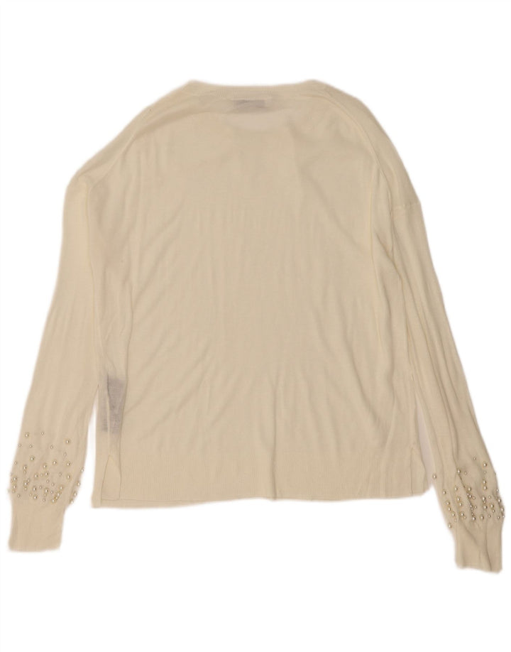 ZARA Womens Blouse Top UK 14 Medium Off White Spotted Viscose