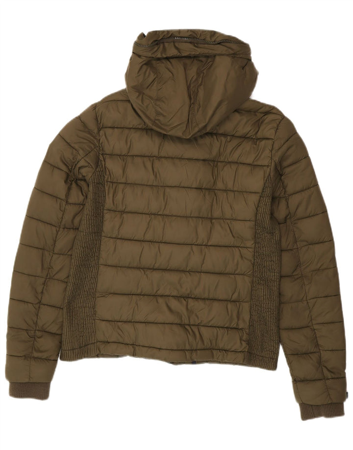 SUPERDRY Jachetă căptușită cu glugă pentru femei UK 16, nailon mare kaki