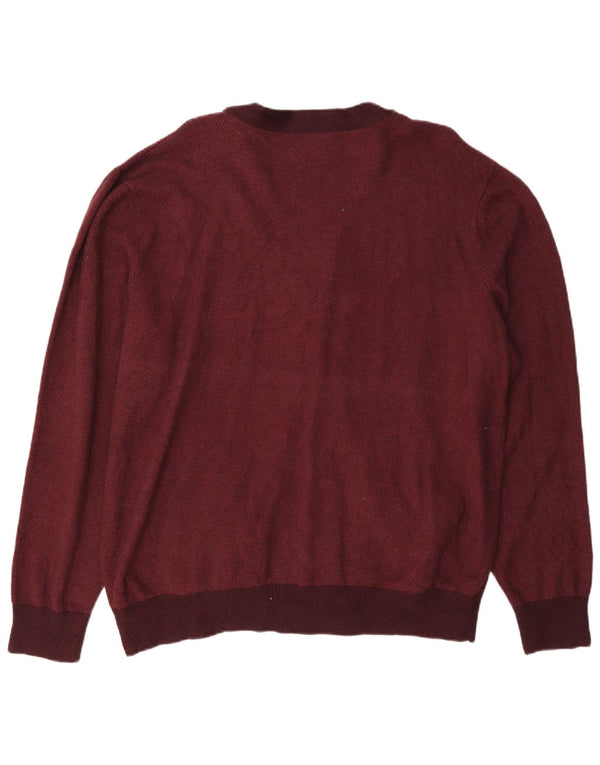 Pulover cardigan pentru bărbați Chaps 2XL bumbac burgundă