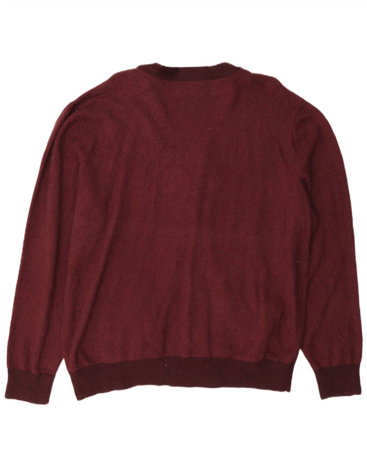 Pulover cardigan pentru bărbați Chaps 2XL bumbac burgundă