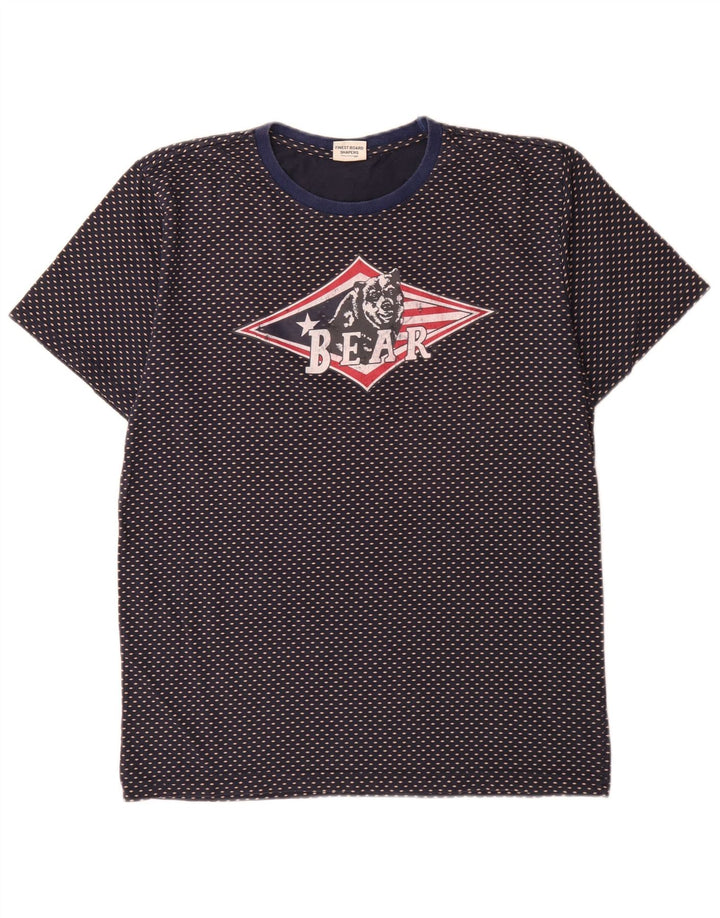 Tricou grafic pentru bărbați Bear Top mare, albastru bleumarin, bumbac cu pete