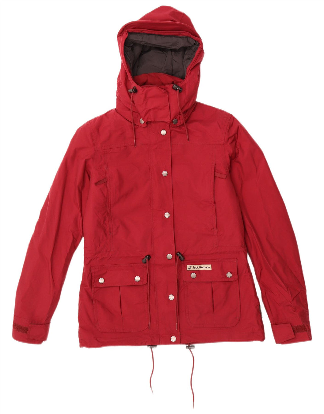 JACK WOLFSKIN Womens Hooded Windbreaker Jacket UK 6 XS Red Polyamide