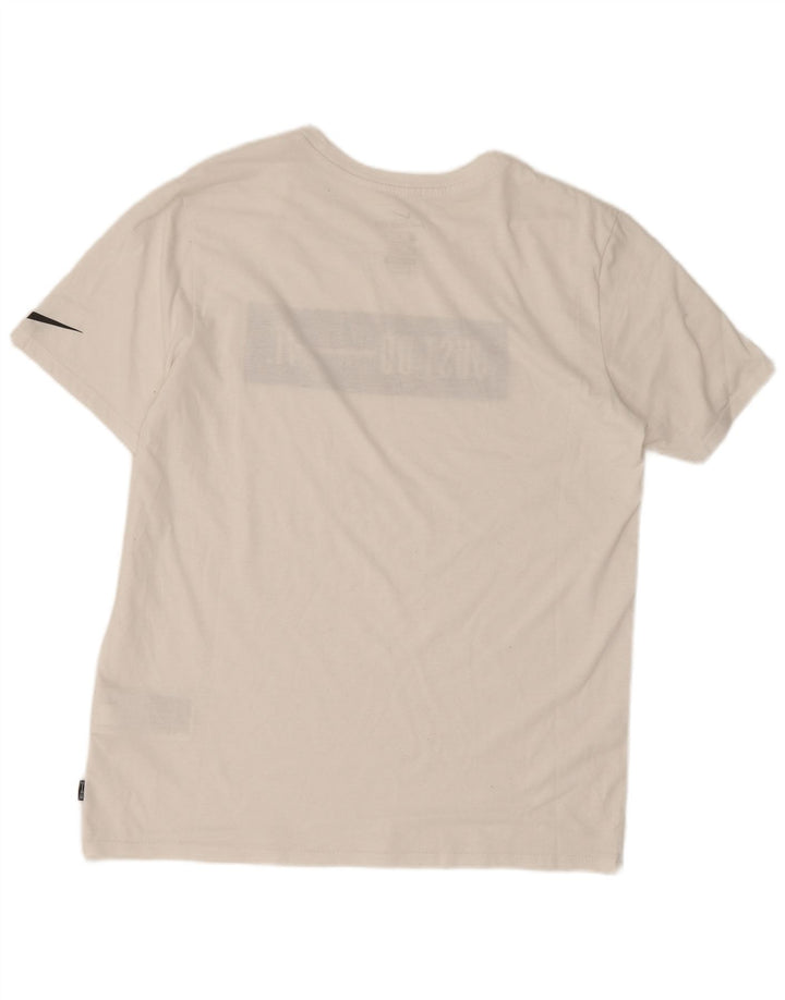 Tricou grafic Nike pentru bărbați, cu croială atletică, poliester mediu alb