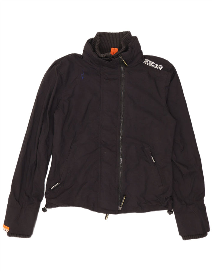 Jachetă de ploaie Superdry pentru femei UK 16, mare, negru, nailon