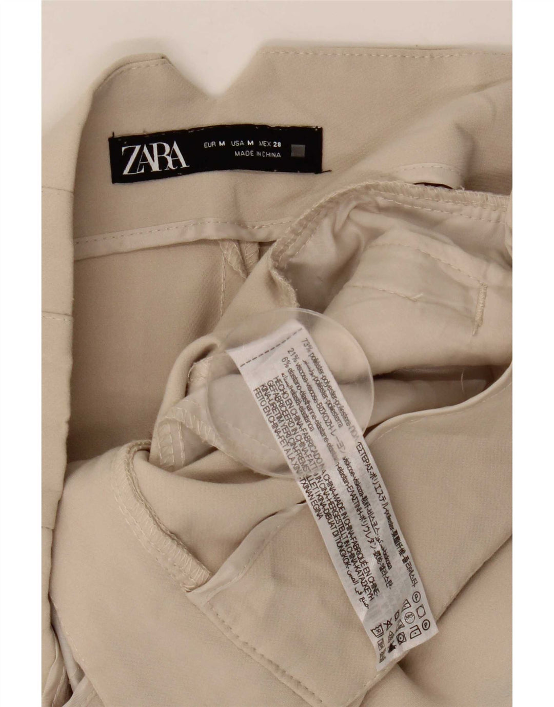 Pantaloni casual conici pentru femei Zara Mediu L28 L26 Poliester bej