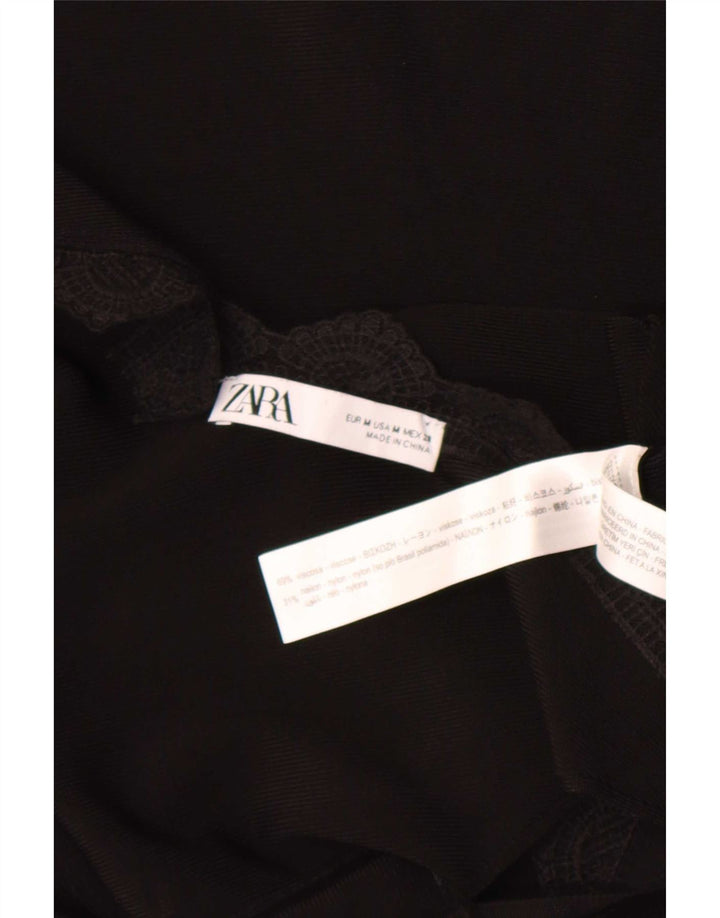 Rochie A-Line fără mâneci Zara pentru femei UK 12 Medium Black Viscose