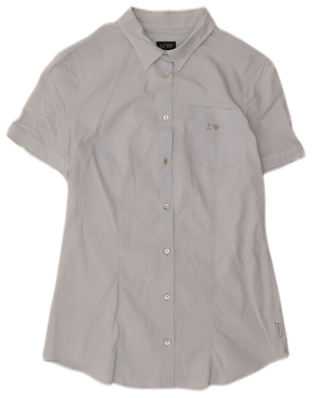ARMANI JEANS Womens Short Sleeve Shirt US 8 Medium Blue