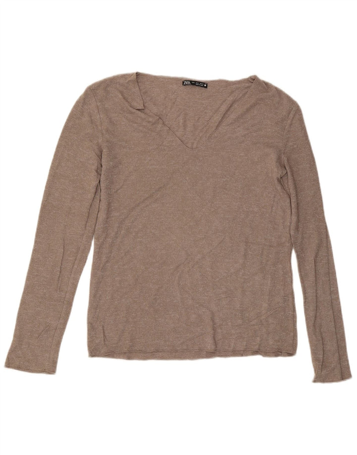 Pulover cu decolteu în V ZARA pentru femei UK 10 Mic gri