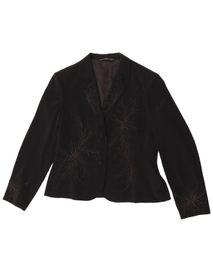 Jachetă blazer pentru femei Laura Ashley, cu 1 nasture, UK 16, mare, neagră, florală