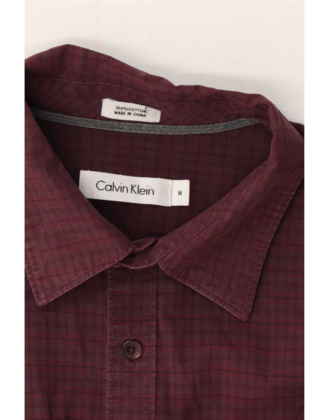 Cămașă pentru bărbați Calvin Klein, bumbac vichy burgundy mediu