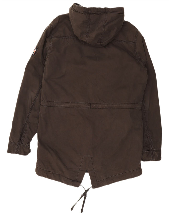 Jachetă parka militară cu glugă Superdry pentru bărbați UK 40 mare bumbac gri