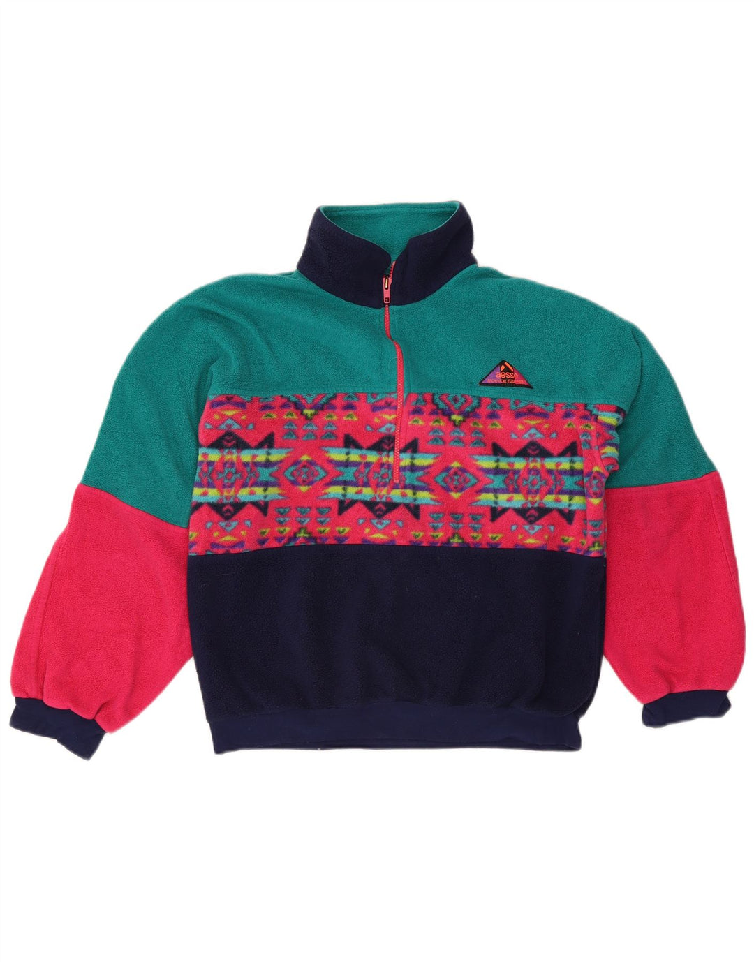Pulover pentru bărbați Aesse Polartec, cu fermoar și gât, din lână, mijlociu, multicolor, geometric