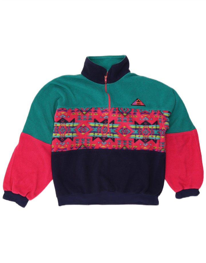Pulover pentru bărbați Aesse Polartec, cu fermoar și gât, din lână, mijlociu, multicolor, geometric