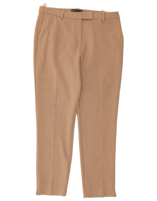 Pantaloni de costum subțiri pentru femei Marks & Spencer UK 14 Large L32 L27 Bej