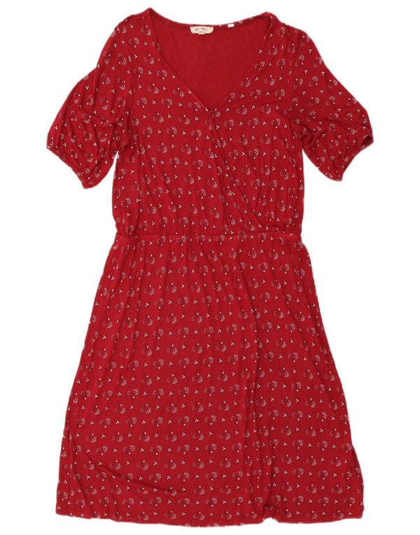 Fat Face Womens A-Line Dress UK 12 Medium  Red Floral Viscose