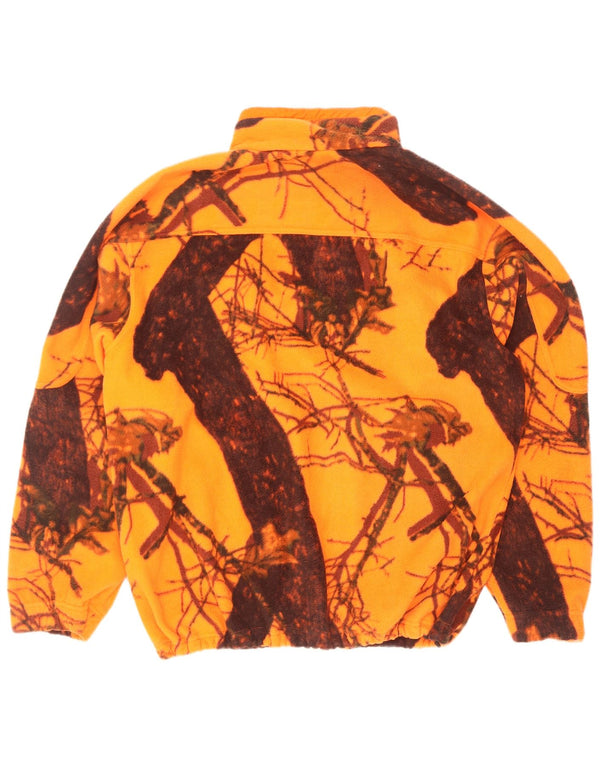 Pulover vintage pentru bărbați, cu fermoar și gât, XL, poliester camuflaj portocaliu