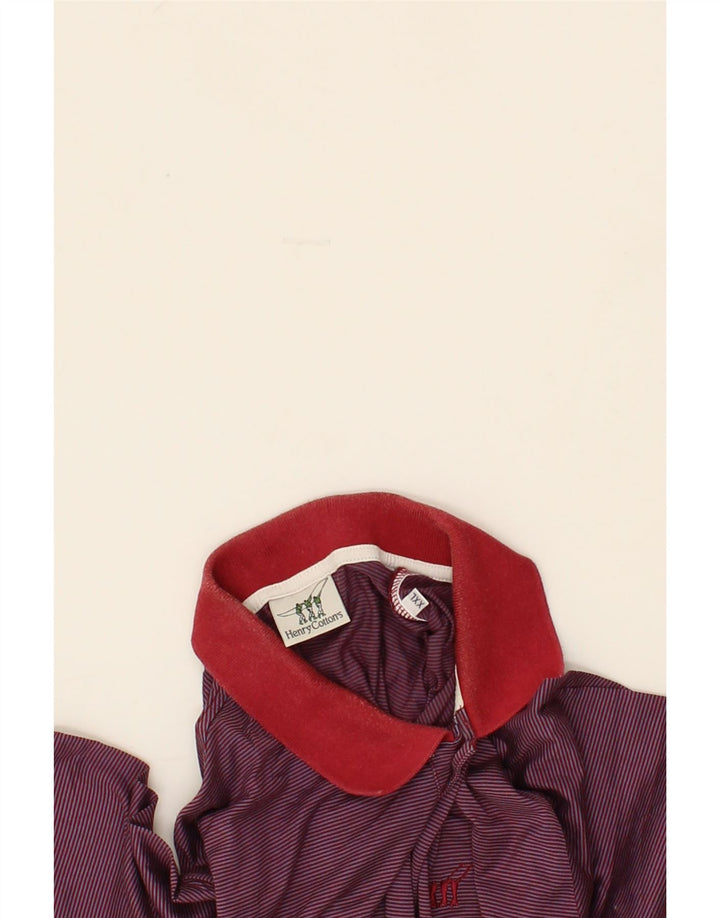 HENRY COTTONS Mens Polo Shirt 2XL Maroon Striped Vintage Henry Cottons and Second-Hand Henry Cottons from Messina Hembry 
