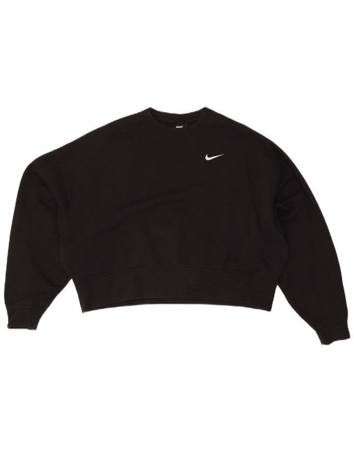 Pulover NIKE Crop Oversized pentru femei UK 10 Bumbac negru mic