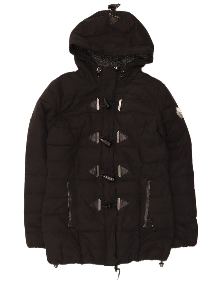Jachetă căptușită cu glugă Superdry pentru femei UK 12 Poliester mediu negru