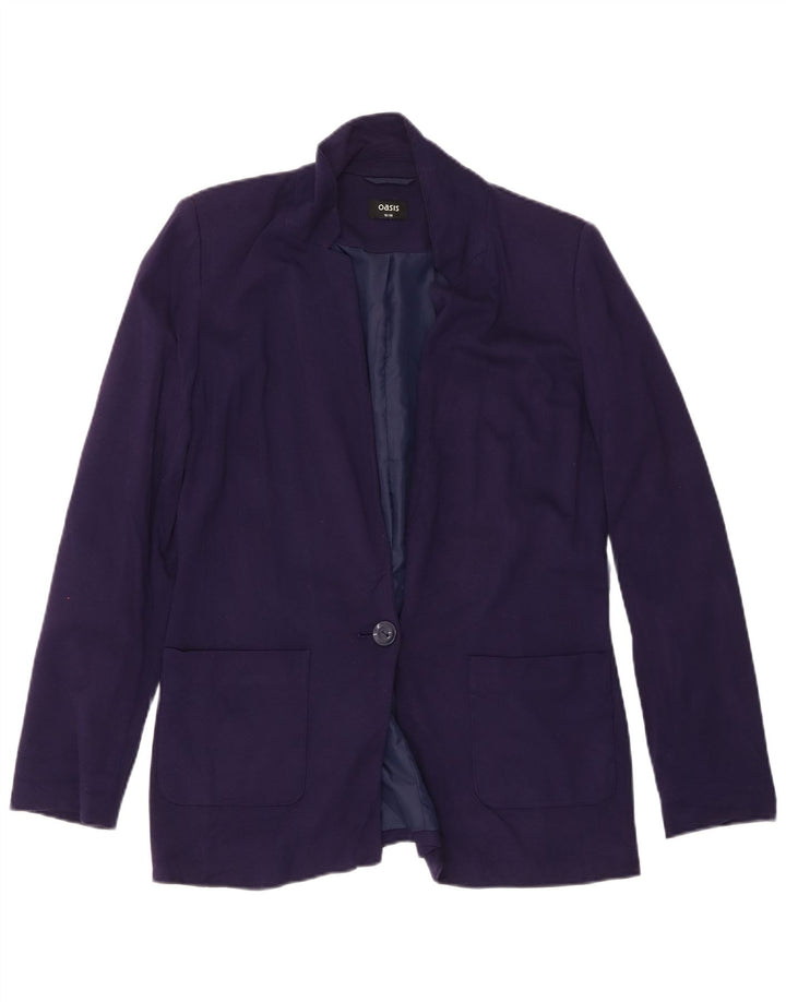 Oasis Femei 1 Button Blazer Oversized Jacket UK 10 Small Purple Viscose