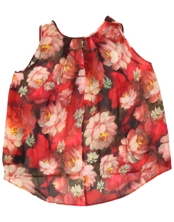 Ted Baker Womens Blouse Top UK 14 Large Red Floral Polyester