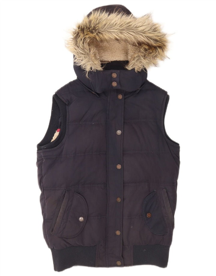 Gilet căptușit cu glugă pentru femei Fat Face UK 8 Poliester bleumarin mic