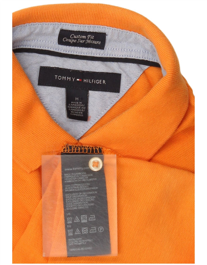 Tricou polo Tommy Hilfiger, personalizat, din bumbac portocaliu mediu